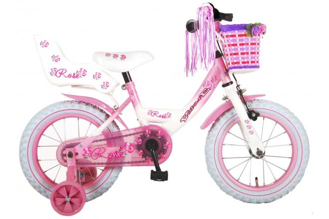 VOLARE - Detský bicykel Rose – dievčenský – 14 palcový – ružovo-biely – 95 % zostavené