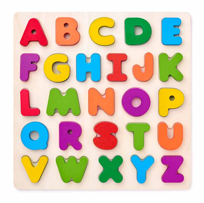 WOODY - Puzzle ABC masívne písmená na doske